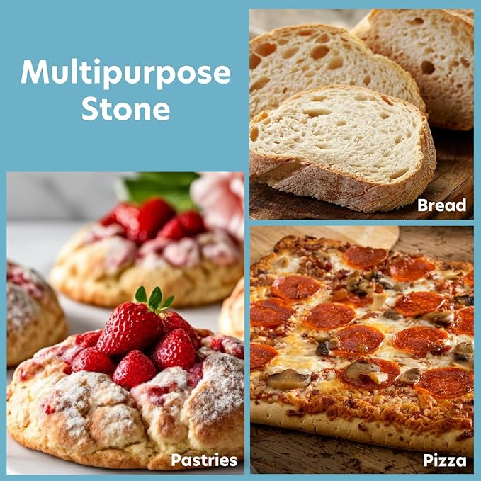 CucinaPro Pizza Stone for Oven, Grill or BBQ- Extra Thick 5/8" Cordierite Rectangular Baking Stone for Better Cooking- 16" x 14" Pan- Holds High Temp For Crispy Crust- Kitchen Tool Essential Must Have