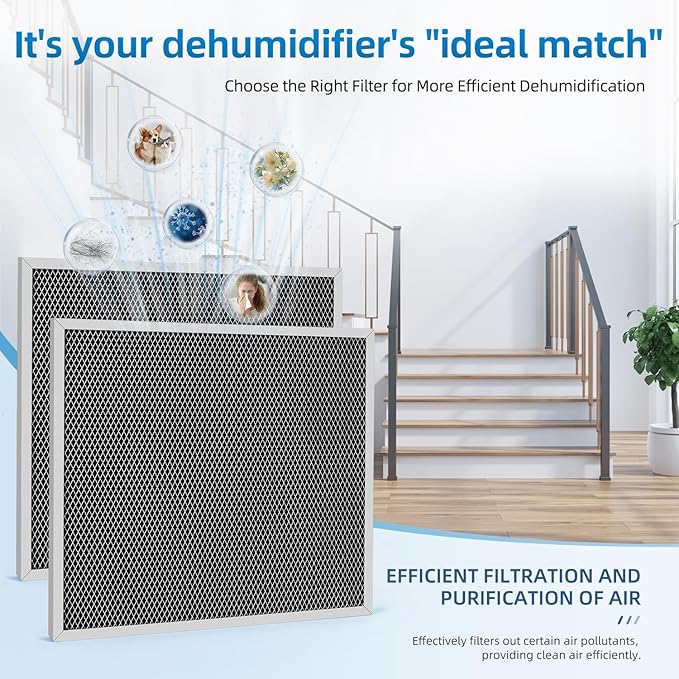 5881 Washable Filter MERV 8 Compatible with AprilAire Whole-House Dehumidifiers Models E100 E080 and Dehumidifying Ventilator 8192A Replacement Filter, 2 Pack（No Spring Clip）