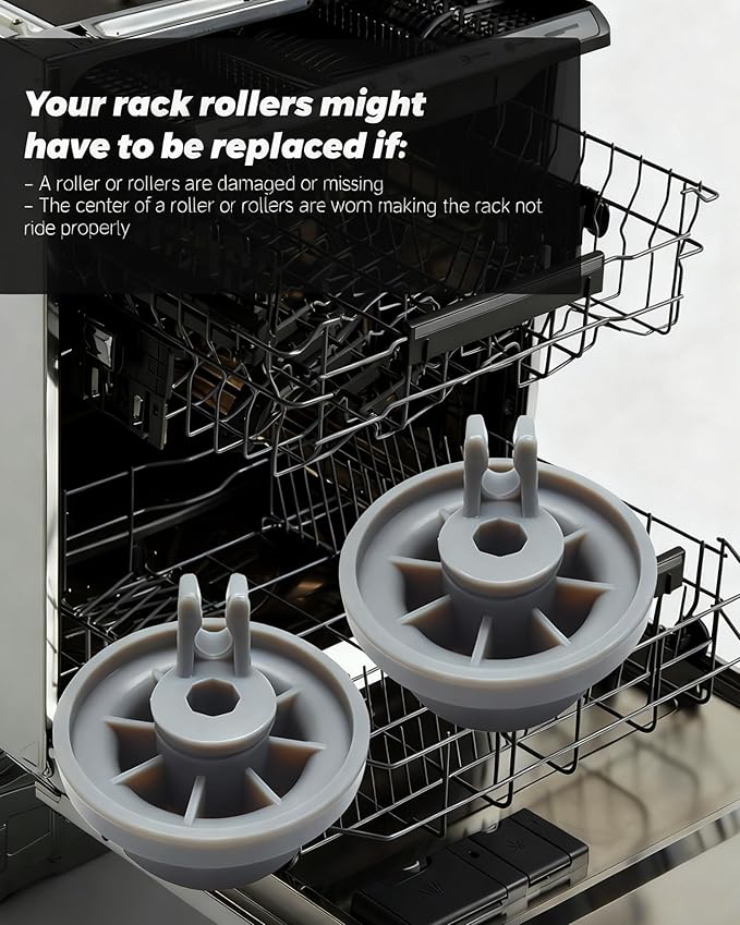 12004485 Dishwasher Lower Rack Wheel Kit for Bosch Kenmore Thermador Gaggenau Dishwashers,Replacement Lower Dish Rack Wheel Assembly,12029919 10004343 00617087,4 Pack