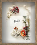 FrameWorks 16x20 Driftwood Wooden Shadow Box Frame – Soft Felt Back, Tempered Glass, and Included Elegant White Ball Push Pins