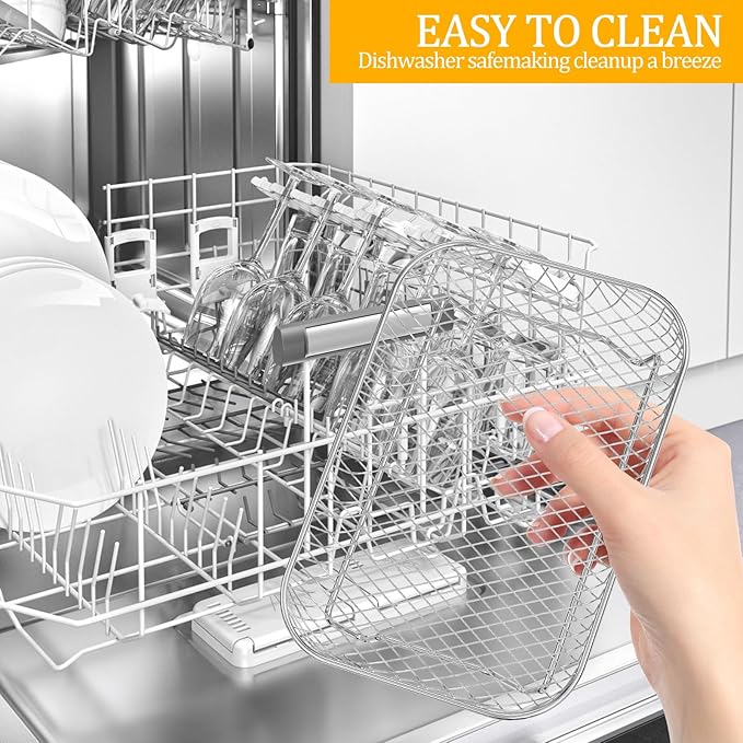 Air Fryer Rack Accessories for Ninja Dual Basket, 3 Layers, 304 Stainless Steel Stackable Bacon Air Fryer Accessories for Ninja AF300UK, Salter/Instant/EMtronics, with Clip