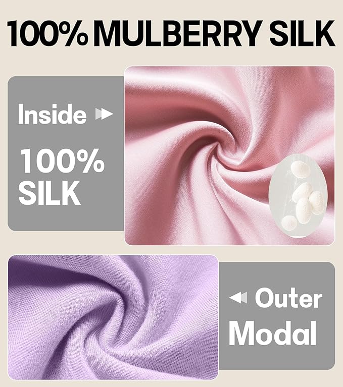 100% Mulberry Silk Bonnet for Sleeping for Curly Hair and Braids, Wrap with Adjustable Strap for Women and Men,Real Silk, Not Satin（1Pc,Lavender