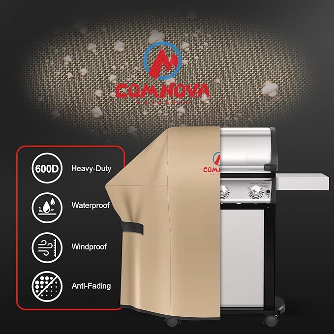 Comnova Grill Cover 55 Inch - 600D BBQ Covers for Outdoor Grill Waterproof and Heavy Duty, 55 Inch Barbecue Gas Grill Cover for Weber, Char-Broil, Nexgrill, Monument, Dyna-glo, Brinkmann and More