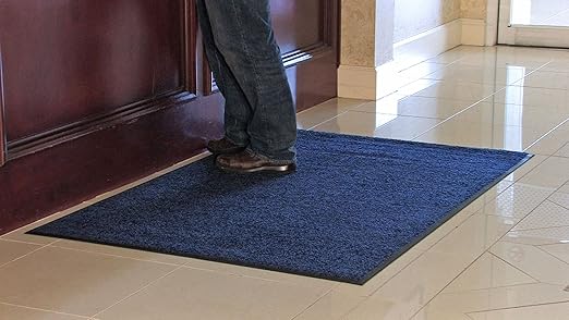 Guardian 94020420 Platinum Series Indoor Wiper Floor Mat, Rubber with Nylon Carpet, 2'x4', Blue