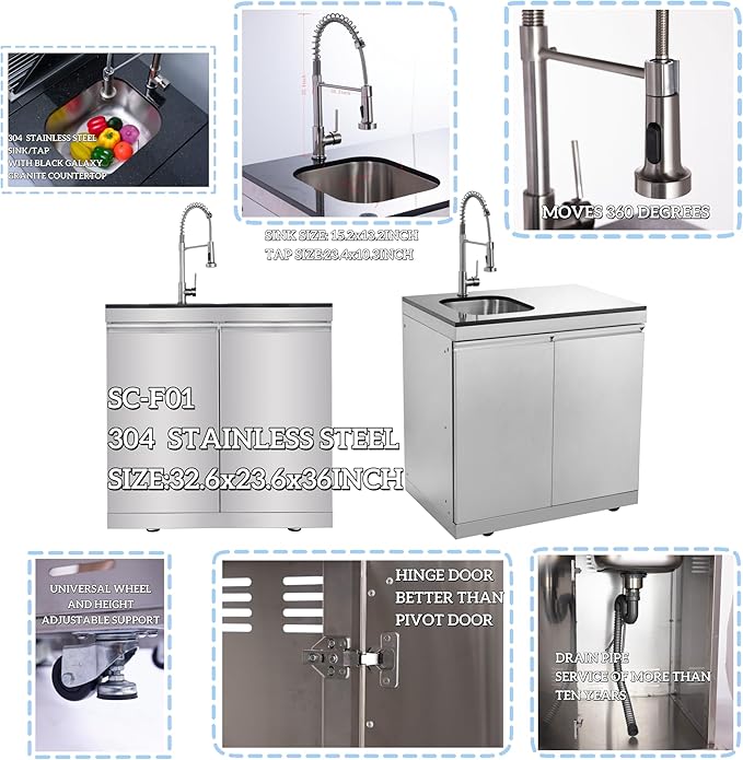 104 Inches 4-Burner 85,000 BTU Deluxe Stainless Steel Propane Gas Grill Outdoor Kitchen Island,Sink,Storage Cabinet and Beverage Refrigerator Storage&Drawers for Patio Backyard Cooking,Silver