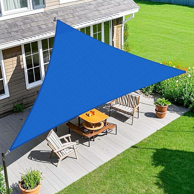 Amagenix Sun Shade Sail 13X13X13 Curved Edge Outdoor Shade Canopy Blue Breathable 95% UV Block Shade Cloth for Patio Garden Backyard (We Make Custom Size)