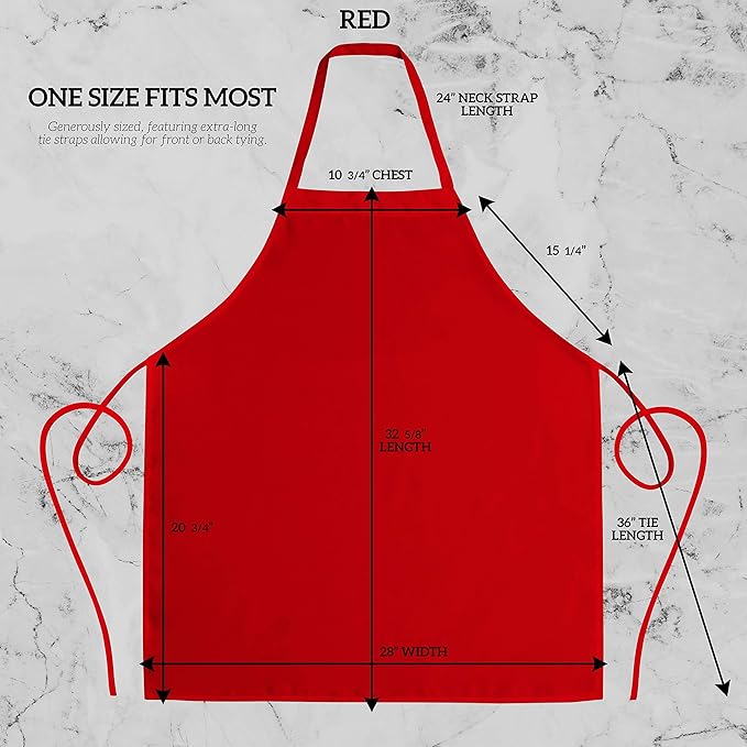 GREEN LIFESTYLE 120 Pack Professional Chef Apron – Grilling Aprons for Men, Waterproof Cooking Apron for BBQ, Work or Restaurant Use, Kitchen Aprons for Women – Red, No Pockets