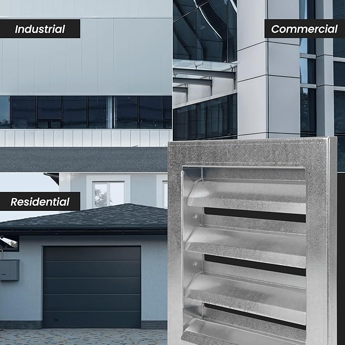 Repa Market 9" x 9" Inch Heavy Duty Galvanized Steel Exhaust Vent - Air Intake Wall Louvered Vent Grille - Outdoor/Indoor HVAC Vent Register - HVAC Crawl Space Durable Air Gable Vent