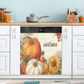 Fall Pumpkins Beige Dishwasher Magnet Cover Front Door Magnetic Dishwasher Cover Decorative Refrigerator Magnet Covers Dishwashers Magnetic Sticker for Home Kitchen Decor, 23" x 26"