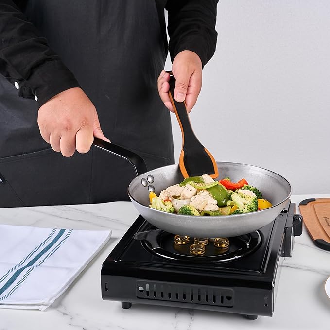Restaurantware Met Lux 10 Inch Fry Pans, 6 No-Stick Frying Pans - Induction-Ready, Triple-Riveted, Silver Carbon Steel Cooking Skillets, Durable, For Searing, Sauteing, And Browning Food