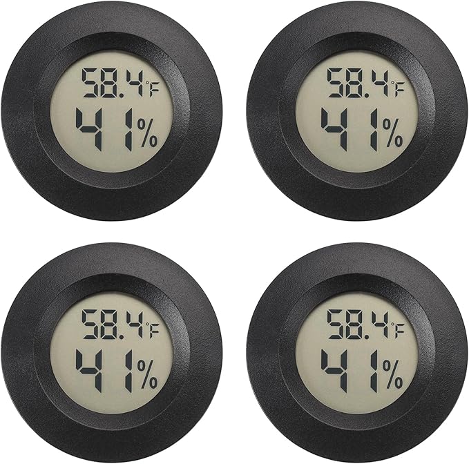 Mini Hygrometer Digital Thermometer Humidity Meter Hygrometer Thermometers Indoor/Outdoor Humidity Monitor Reptile Thermometer for Greenhouse Garden Cellar Fahrenheit(℉)/ Celsius(℃) 4 Pack