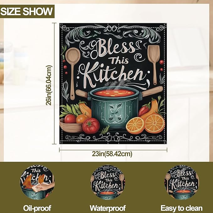 Magnetic Dishwasher Cover,Bless This Kithcen Reusable Dishwasher Magnetic Cover Decorative Door Covers Panel for Home Kitcen 23" x 26"