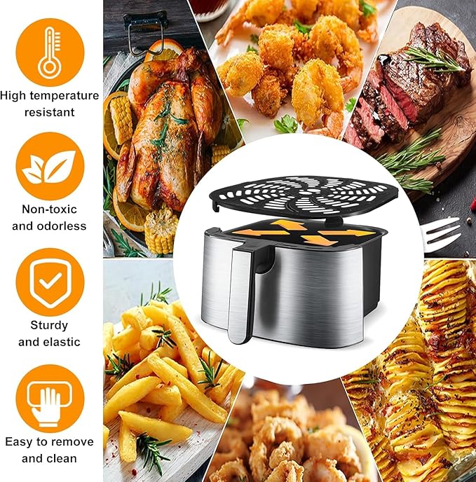 GWY Air Fryer Replacement Tray for Gourmia GAF856 GAF826 Air Fryer, Nonstick 9.8''*9.8'' square Air Fryer Replacement Parts Rack Grill Pan Grill Plate Crisper Plate for Gourmia 8QT Air Fryer