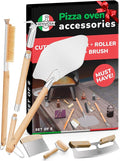 Premium Pizza Oven Accessories Kit - 6-Piece Set for Home Pizza Making: Includes Pizza Peel, Oven Brush, Bubble Popper Turner, Rocker Cutter, Dough Roller & Scraper