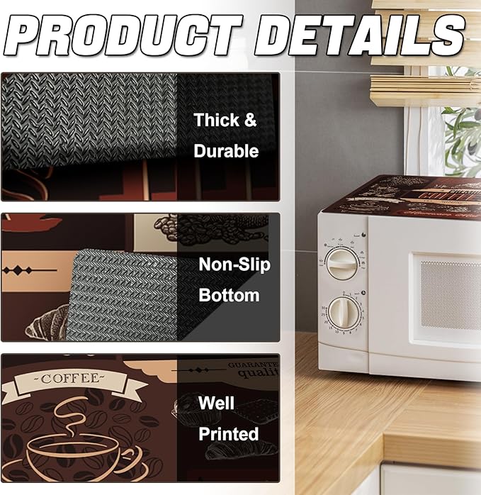 Rubber Mat for Microwave Top Cover, 18"x14" Non Slip Nonstick Heat Resistant Microwave Kitchen Counter Protector Mat, Air Fryer Pad for Counter Heat Resistant
