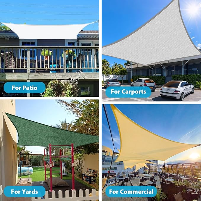 Amagenix Sun Shade Sail 10'X20'Curved Edge Outdoor Shade Canopy Dark Green Breathable 95% UV Block Shade Cloth for Patio Garden Backyard (We Make Custom Size)
