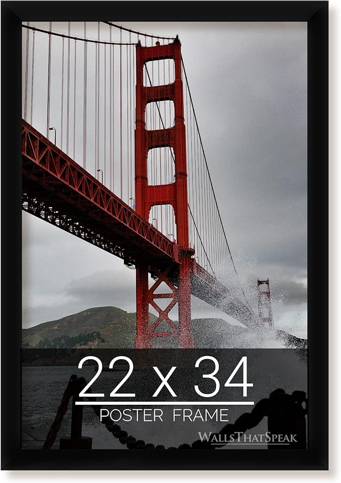 wallsthatspeak 22x34 Black Picture Frame for Puzzles Posters Photos or Artwork