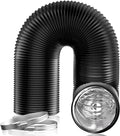 Hon&Guan 5 inch Air Duct - 16 FT Long, Black Flexible Ducting HVAC Ventilation Air Hose for Grow Tents, Dryer Rooms,Kitchen