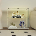 Yoluckea 2 Tiers Glass Display Cabinet with Bluetooth LED Light Strip, 2 Doors Floor Standing Curio Cabinet with Universal Wheel for Home, White Glass Bookshelf for Collections, Clear Top
