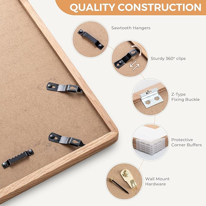 Axeman 24x36 Oak Poster Frame - Rounded Corner 24 x 36 Picture Frame Matted to 20x30 - Natural Oak Wood Frame with Tempered Glass for Wall Mount Display