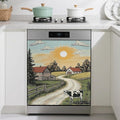 Magnetic Dishwasher Cover,Farmhouse Reusable Dishwasher Magnetic Cover Cow Decorative Door Covers Panel for Home Kitcen 23" x 26"