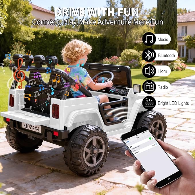 Kids 24v 2-Seater Electric Ride on Car,24v 4x4 Kids Electric Truck with Remote Control,2-Seater Ride-on Car, Spring Suspension & LED Lights for Backyard Exploration