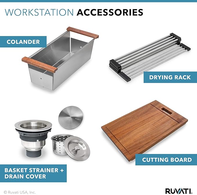 Ruvati 28-inch 60/40 Double Bowl Kitchen Sink - Undermount Low Divide 16 Gauge Stainless Steel Kitchen Sink with Brushed Finish hides scratches, Easy-to-Clean Undermount Sinks - RVH8341