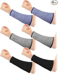 Sintege 3 Pairs Arm Protectors for Thin Skin and Bruising Cut Resistant Forearm Sleeve Level 5 Arm Burn Protection Sleeve (Black, Royal Blue, Grey,7.9 Inch)