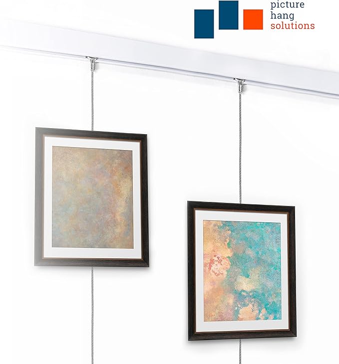 PHS Professional Picture Rail Hanging System | 79-Inch Gallery Rail with TR100 Track, Steel Cords & Hooks | Art Hanging System for Home & Office - 3 Pack