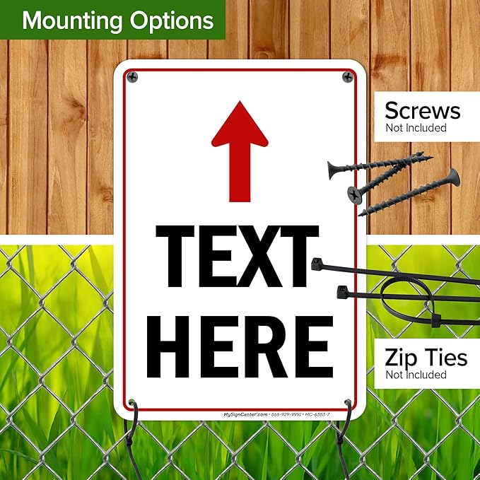 Custom Arrow,Custom Directional Sign, Up Arrow,7x10 Inches, 55 mil thick HDPE (high density polyethylene) Made in USA by My Sign Center