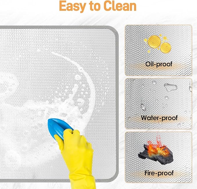 Heat Resistant Mat for Food Warming Mats 15x18in, Heat Resistant Mats for Countertop Reflects 95% of Heat, Waterproof and Oilproof Hot Pad for Air Fryer, Coffee Maker, Oven, 2PCS Sliver