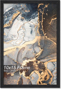 Engineered Wood 10x15 Picture Frame, Black Frame for 10 x 15 Inch Picture Poster Photo, Light Weight 10 by 15 Frame with Wood-grain for Wall - 1 Pack/Black/10 x15