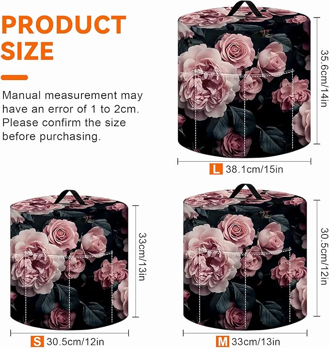Kitchen Appliance Accessories Dust Cover for 3-6-8 Quart Instant Pot, Pressure Cooker, Air Fryer & Crock Pot,Decorative Appliance Cloth Cover with Top Handle & Storage Pockets (Pink, 3 Quart)