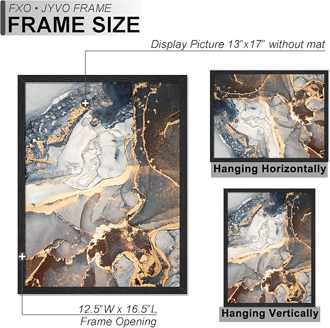 Engineered Wood 13x17 Picture Frame, Black Frame for 13 x 17 Inch Picture Poster Photo, Light Weight 13 by 17 Frame with Wood-grain for Wall - 1 Pack/Black/13 x17