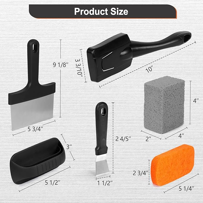 SHINESTAR Griddle Cleaning Kit for Blackstone, 12-Piece Flat Top Grill Cleaning Kit, Equipped with Scouring Pads, Cleaning Brick and Scraper, Deep Cleaning & Stain Removal