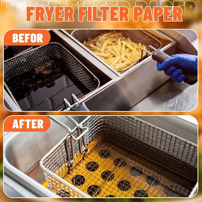 100 Pcs Filter Fryer Paper 16.5 x 25.5 Inch Fryer Paper Filter Sheets for Restaurant Food Truck Food Stand Oil Filtration