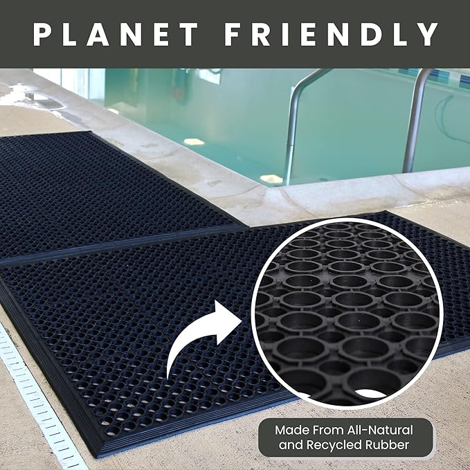 Envelor Anti Fatigue Mat Rubber Floor Mats Door Mat Non Slip Drainage Mat for Entryway, Kitchen, Restaurant, Garage, Heavy Duty Use Doormat, Commercial Floor Mat Industrial 36 x 60 Inches