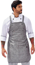 | Oxford Denim Apron - Apron for Women and Men with metal eyes. Adjustable straps on the back and waist. For kitchen work, chef.