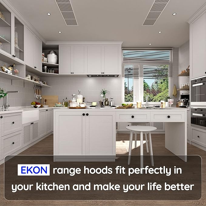 Range Hood Insert, EKON NAB01-36IN Black 900CFM Built-in Range Hoods Ducted/Ductless with 4-Speed Soft Touch Panel Control/Dishwasher-safe Filters, Kitchen Hoods for Over Kitchen Stove