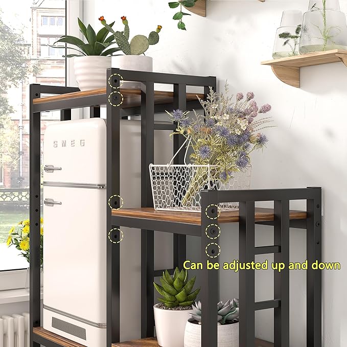 YCHF 6 Tier Kitchen Baking Rack, Multi-Function Storage Rack, Mini Fridge and Microwave Stand Table, Coffee Bar, Adjustable Kitchen Shelf Freestadning (Rusty Brown 02)
