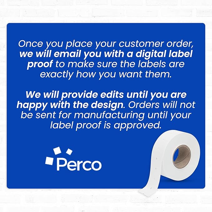 Custom Price and Date Labels for Perco Lite, X, Plus and Perco Pro 1 Line Guns - Choose Color, Font and Imprint - 1 Sleeve, 8,000 Labels
