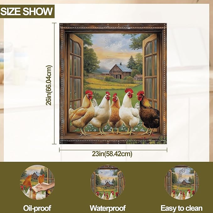 Farm Chicken Magnetic Dishwasher Cover,Rooster Dishwasher Covers for The Front Magnetic Dishwasher Panel Decal Cover for Kitchen 23x26inch