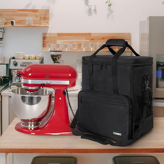 TORIBIO Kitchen Mixer Storage Bag Compatible with KitchenAid and Extra Accessories, Mixer Portable Carrying Bag/Case fit for 6-Quart and 8-Quart Mixers, 15.7" x 10.6" x 17.7"