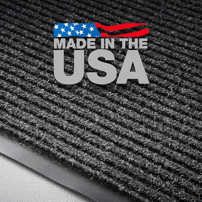 Consolidated Plastics Brush Dry Mat - Made in USA, Heavy-Duty Commercial DoorRug for Indoor/Outdoor Entryways, Non-Slip Backing for High-Traffic Areas (4' W x 8 L, Charcoal)