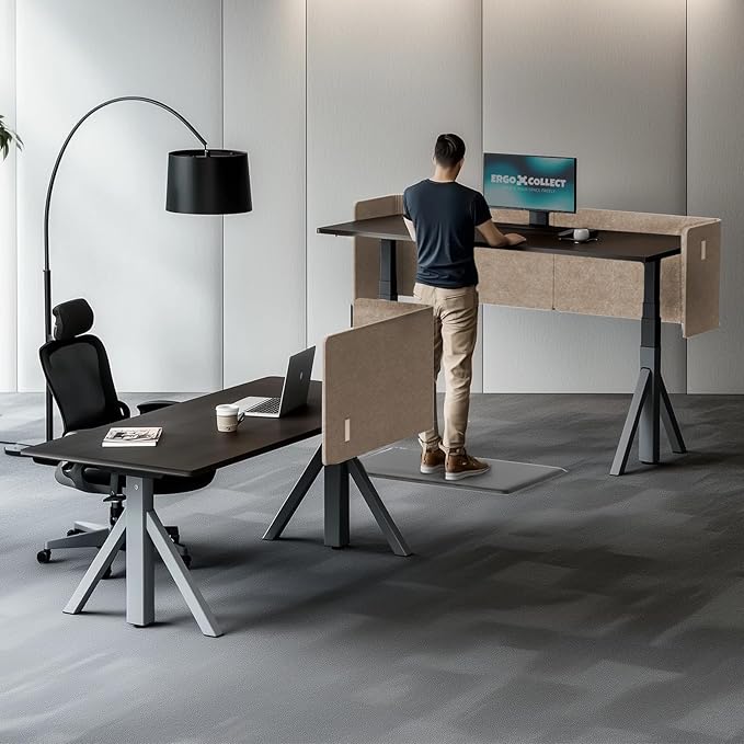 Desk Privacy Panel,2PCS L-Shaped Clamp-On Office Desk Divider,2-in-1 Adjustable Acoustic Desktop Partition Or Under Desk Modesty Screen,for Office,Home,Felt(Dark Camel, 47.2" x 17.7")