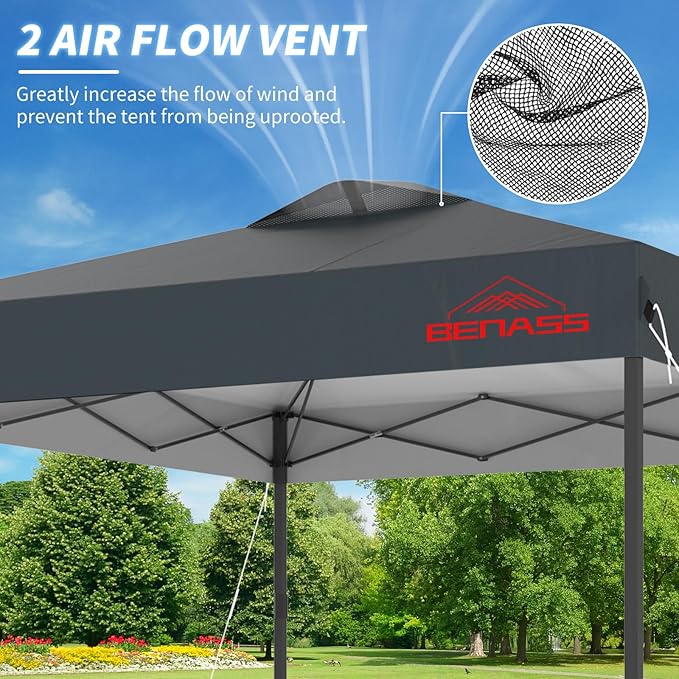 12x12 Pop Up Canopy, Easy Up Canopy Tent, Heavy Duty Tents for Parties, One Person Set Up Event Tent, Grey