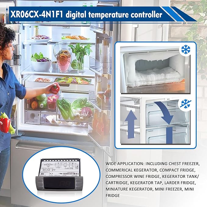 for Dixell XR06CX-4N1F1 Temperature Controller, Fit for 120V 50-60hz Commercial Refrigerators/Freezer,for Dixell Temperature Controller with Sensor Probe (4N1F1)