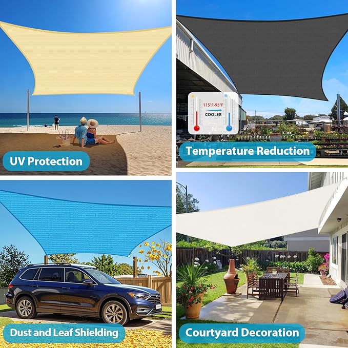 Amagenix Sun Shade Sail 9'X9' Curved Edge Outdoor Shade Canopy Rust Red Breathable 95% UV Block Shade Cloth for Patio Garden Backyard (We Make Custom Size)