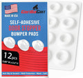 Small White Door Knob Bumpers - Made in USA - Self-Adhesive Door Handle Stoppers Wall Protectors, Rubber Feet for Speakers, Electronics, Furniture - 12 pcs