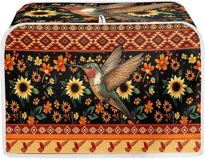Aztec Hummingbird Sunflower Print 2 Slice Toaster Cover Fingerprint Protection Kitchen Accessories Decor Waterproof Bread Maker Cover